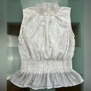 Japna Women’s Printed Sleeveless Smocked Waist Top Size M